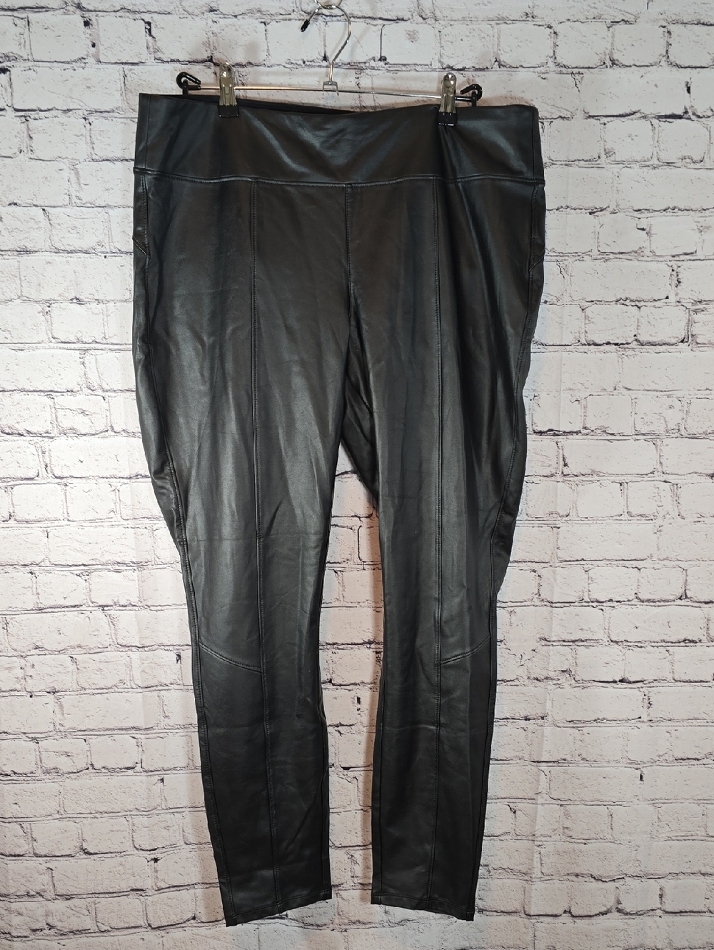 Rock & Republic Stretch Rx 'Fever' Black Faux Leather Leggings Size XXL
